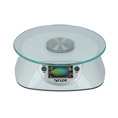 Imagen de Taylor Balanza Digital de Cocina con Plataforma Vidrio, Gran Precisión, Función Peso Tara, Plata, 5 kg / 5000 ml Capacidad