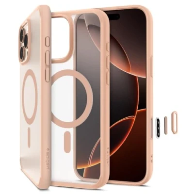 Imagen de Spigen Funda para iPhone 16 Pro, Ultra Hybrid T MagFit [Cubierta habilitada Control de Cámara] Compatible con MagSafe Titanio Rosa Translúcido