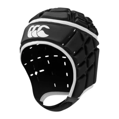 Imagen de Canterbury Rugby Core Headguard 360 Coverage Soft Edged Chin Strap Designed Holes Aid Ventilation Foam Padding Protector de Cabeza, Unisex, Negro, M