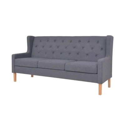 Imagen de vidaXL Sofá 3 Plazas de Tela Gris Asiento Sillón Silla Banco Mueble Mobiliario