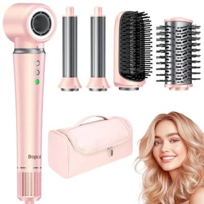 Imagen de 5 en 1 Air Styler Wrap Profesional Bopcal 110000 RPM Secador Pelo Alta Velocidad con 500 Millones Iones, Multifunzione Moldeador Desmontable Hairstyler, para Cabello Liso/Rizado, Incluye Bolsa Viaje