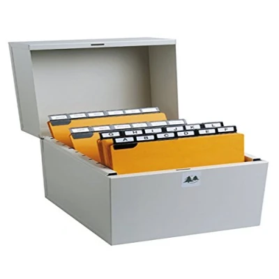 Imagen de Exacompta Ref 54721E Caja archivadora vertical (100 x 157 210 mm, apta para tarjetas de 125 75 capacidad aproximadamente 500 tarjetas), color gris