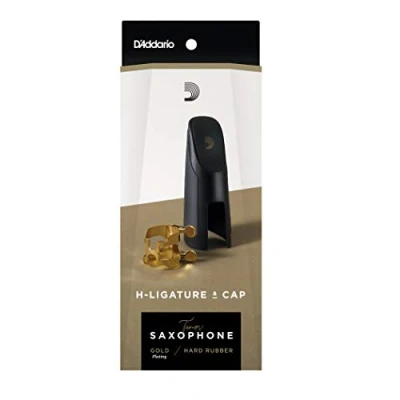 Imagen de Rico HTS1G Gold Plated H Ligature and Cap for Tenor Sax with Hard Rubber Mouthpiece, 1.43 in*3.94 in*0.93 in
