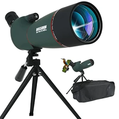 Imagen de 25 75x70 Telescopio Terrestre con Trípode, Bolsa de Transporte y Adaptador Teléfono Inteligente,para Turismo Safari Observación Estrellas Tiro Arco Camping Paisaje Vida Silvestre (Green)