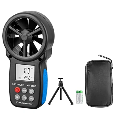 Imagen de Anemómetro Digital de Mano,INFURIDER YF 866B Medidor Velocidad del Viento Flujo Aire con Medición Temperatura luz Fondo para HVAC CFM Vuelo Drones Disparo