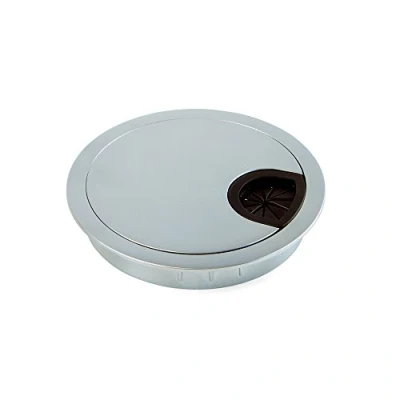 Imagen de EMUCA pasacables de Mesa Circular Ø80mm zamac Cromado Mate, Tapa encastrable en Oficina/Escritorio