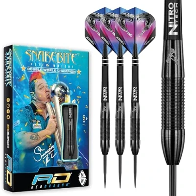 Imagen de RED DRAGON Peter Wright Snakebite 3: 22g Dardos de Tungsteno Punta Acero con Plumas y Eje