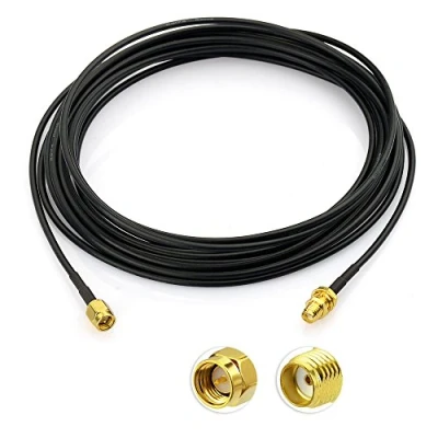 Imagen de Eightwood SMA Cable Adaptador Hembra BulkHead a macho recto de extensión RG174 16.5ft 5m para Antena 4G WiFi Huawei 2G 3G LTE