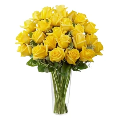 Imagen de DECOALIVE Ramo de Rosas Set 25 Flores Amarillas Bouquet Naturales Frescas Online