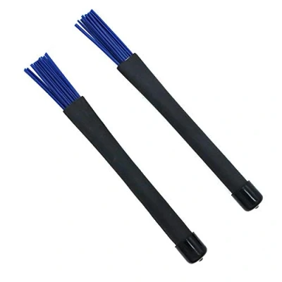 Imagen de Alnicov 1 par de cepillos retráctiles para batería jazz, 32 cm, color negro y azul