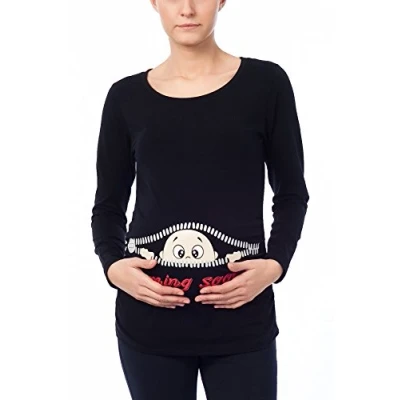 Imagen de M.M.C. Umstandsmode Coming SOON Camiseta de manga larga, Mujer, Talla: Medium, Schwarz