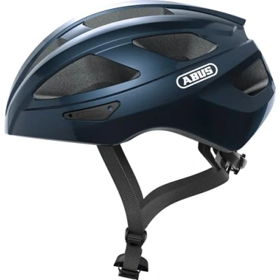 Imagen de ABUS casco de ciclismo carretera Macator deportivo para principiantes también usuarios con coleta hombres y mujeres azul oscuro brillante, talla M