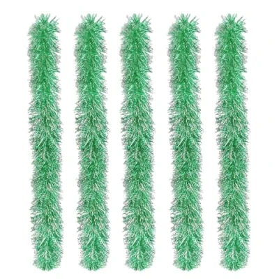Imagen de 5pcs Guirnalda de Oropel Navidad,10M Navidad,Oropel Arbol Navidad,para Árbol Navidad, Bodas, Casas, Fiesta (Verde)