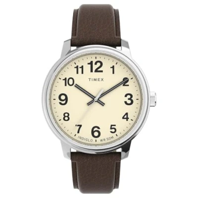 Imagen de Timex Easy Reader Orologio da uomo 43mm con cinturino in pelle marrone TW2V21300