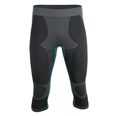 Imagen de ropa interior funcional para hombre, sin costuras, deportiva y de esquí, pantalones funcionales 3/4, cortos, camiseta larga o manga corta, Gris 3/4 Pantalón, Medium Large