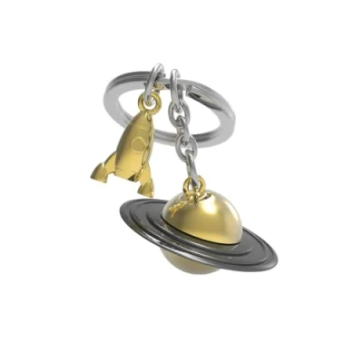 Imagen de O meta[l]morphose METALMORPHOSE MTM10A Llavero Globo Helio Oro Letra A con Colgante Plateado, Negro/Oro, Talla Única, Planeta, negro y dorado, única, Planeta