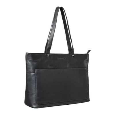 Imagen de STILORD &#039;Astrid&#039; Bolso Shopper Piel Grande Portadocumentos para Portátil de 15,3 Pulgadas Mano Mujer Elegante Bandolera Business Cuero Genuino, Color:Negro