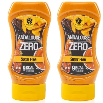 Imagen de Salsa Rabeko Zero Estilo Andaluz, 2 x 350 ml sin azúcar y baja en grasas productos saludables, bajos carbohidratos calorías para ensaladas, patatas fritas, hamburguesas