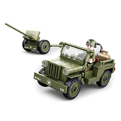 Imagen de Sluban Army Alliierten Jeep mit Anhänger M38 B0853 (sugerencias), Multicolor, Medium