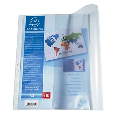 Imagen de Exacompta 6205E Bolsa de 10 fundas con multitaladros, A3