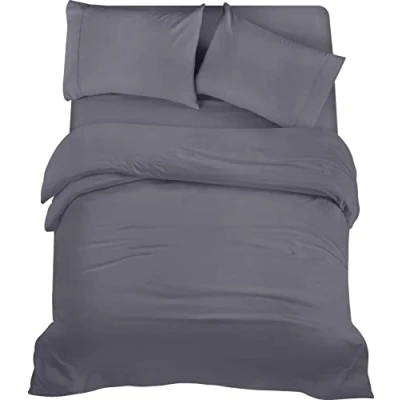 Imagen de Utopia Bedding Funda nordica Cama 150, Sabana Bajera 150x200 y Fundas Almohada (50x75cm) edredon 150 Juego de Microfibra cepillada Suave (Gris)