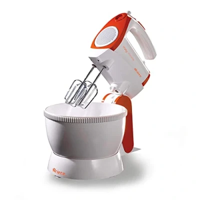 Imagen de Ariete Mixy Profesional 1565/1 Batidora amasadora fija y de mano (300 W, 2.4 l, 5 velocidades, función turbo, bol plástico rotativo), blanco naranja