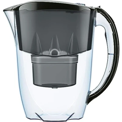 Imagen de AQUAPHOR Jasper Filtro de Agua Negro (Incluye 1 MAXFOR+, Reduce la Cal y el Cloro, Jarra para 2,8 l, Mesa, Cabe en Puerta del frigorífico)