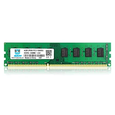 Imagen de Motoeagle Memoria RAM DDR3 4 GB DIMM 1333 MHz RAM, 2RX8 PC3 10600U UDIMM de escritorio sin búfer Non ECC 1,5 V CL9 240 pines