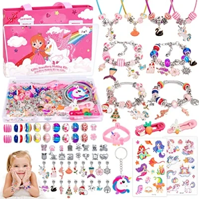 Imagen de AUTTOYS Regalo Niña 4 5 6 7 8 9 10 11 12 Años, Kit para hacer Pulseras, Manualidades Niñas Juegos crear Joyas