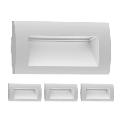 Imagen de ledscom.de 4 LED aplique empotrable ZIBAL, downlight para exteriores, IP65 mate, 140 x 70mm, 3,3 W, 223lm, blanco frío