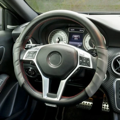 Imagen de SPARCO STEERING WHEEL COVER SPC1101L Funda cubierta para el volante negro, gris 37, 38cm PU (poliuretano)