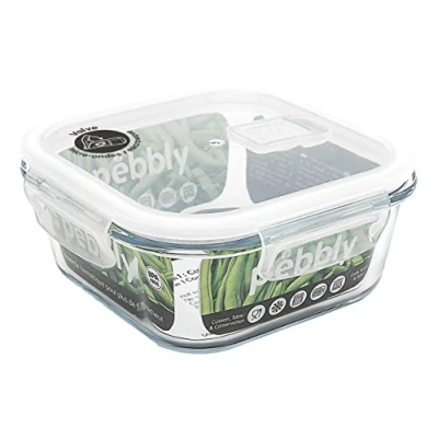 Imagen de Pebbly pkv 800cb Plana/Caja Cuadrada de Cristal 800 ml Vidrio Transparente 15,6 x 7,2 cm