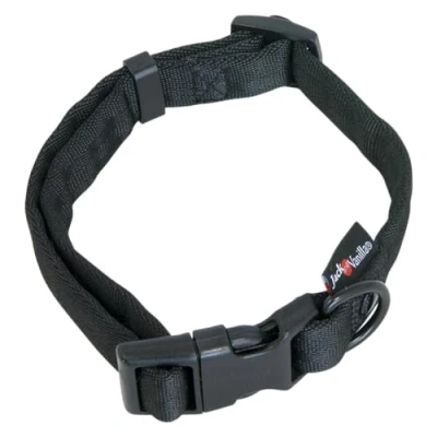Imagen de JACK AND VANILLA, Collar para Perro, Modelo Comfort Tube Nylon, Color Negro, Tamaño 12 mm x 16 24 cm