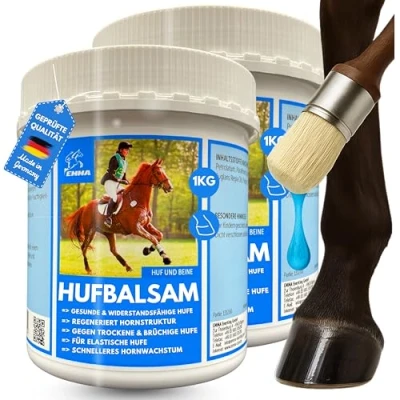 Imagen de Bálsamo para cascos caballos con aceite de nuez nogal, 2 x 1000 ml, cuidado pezuñas caballos, saludables, antipezuñas contra secas, pomada y