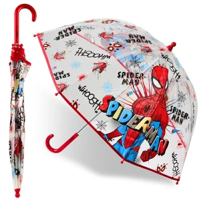Imagen de Marvel Paraguas Niño, Infantil Spiderman Transparente Merchandising Oficial Avengers (Multicolor Spiderman)