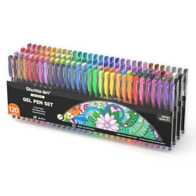 Imagen de Shuttle Art Juego de bolígrafos tinta gel 120 colores únicos (sin duplicados) ideales para manualidades y libros colorear adultos