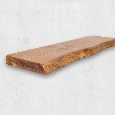 Imagen de Chill House Waney/Live Edge Estantería Flotante rústica 22 cm x 4.4 cm, Roble Tudor, 120cm