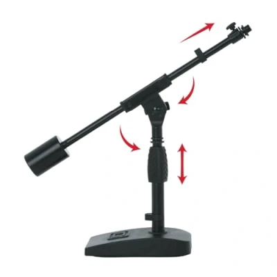Imagen de Gator Frameworks Soporte de micrófono base corta con peso brazo telescópico y contador 2.5 libras; ideal para escritorio, grabación transmisión (GFW MIC 0822)