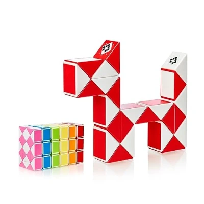 Imagen de CUBIDI Serpiente mágica con Bloques Juegos de Rompecabezas Regalos Cumpleaños Niños Colegio Unisex Pequeños obsequios para Adultos Rojo 24 Tamaño Bloque mm x 17