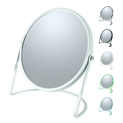 Imagen de Spirella colección Akira, Espejo de pie para tocador o baño 18,4x10,5x18,4 (Reversible: 100% y x5 aumentos), Acero, Blanco