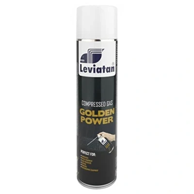 Imagen de LEVIATAN Golden Power Spray de Aire Comprimido 600 ml Limpiador Perfecto para la Limpieza Teclado y Ordenador Muy Práctico