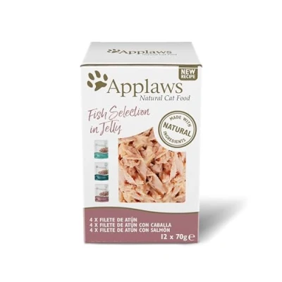 Imagen de Applaws Natural Comida Húmeda para Gatos, Selección de Pescado en Jalea 70 g (12 x Bolsitas)