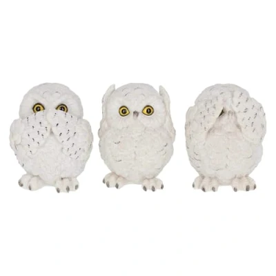 Imagen de Nemesis Now Owls 8cm Figurine Three Wise Búhos 8 cm Figura Decorativa, Resina, Blanco, Talla única