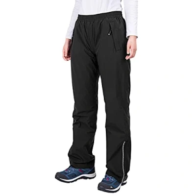 Imagen de 33,000ft pantalones de lluvia para mujer, impermeables, transpirables, ligeros, senderismo, exteriores, Negro , 40