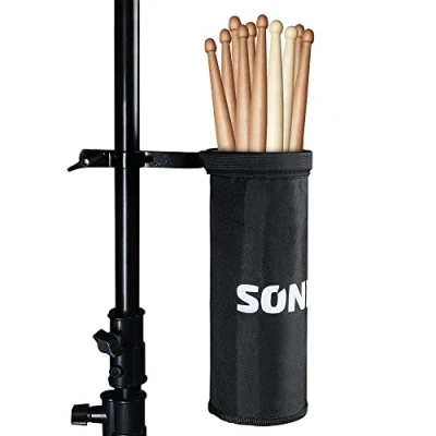 Imagen de SONICAKE Bolsa para Guardar las baquetas de la batería nailon con abrazadera aluminio kits y atril 5 pares