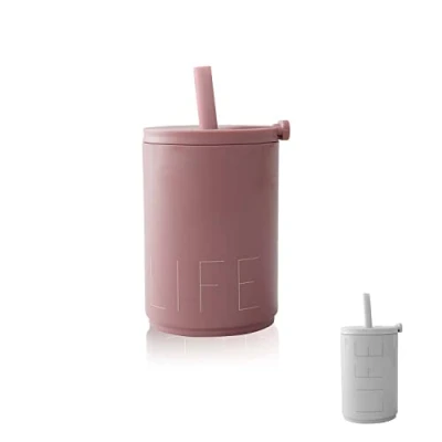 Imagen de Design Letters TRAVEL Taza con Paja 500 Ml Tazas cafe Tapa y Pajita de Viaje Libre BPA/BPS Vaso para Beber a Prueba Fugas Reutilizable llevar Jugo/Batido
