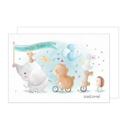 Imagen de Edition Seidel Premium XXL Maxi tarjeta de felicitación nacimiento con sobre, formato DIN A4, bebé, eventos, felicitación, bienvenida Hello para