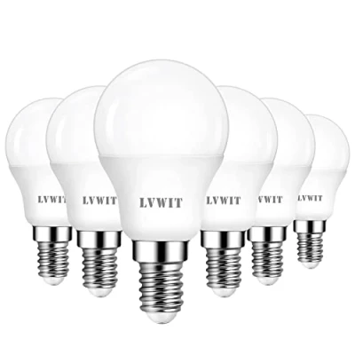 Imagen de LVWIT Bombillas LED E14, Golf 6.5W Equivalente a 60W, 6500K Luz Blanca Fría, 806 LM, Bajo Consumo, El Ángulo del Haz 150. No Regulable Pack de 6 Unidades.