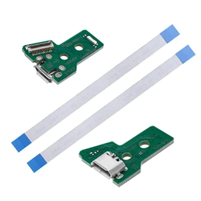 Imagen de Create idea 2PCS Placa de Interfaz JDS 055 Y Cable Cinta 12 Pines Compatible con PS4 Pro Slim Controlador Inalámbrico Reemplazo Puerto Carga Conjunto