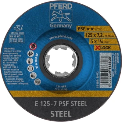 Imagen de PFERD Disco de desbaste, 10 unidades, 125 X 7,2 mm, LOCK (22,23 mm), PSF STEEL, 62011125 para cambio rápido y cómodo herramientas